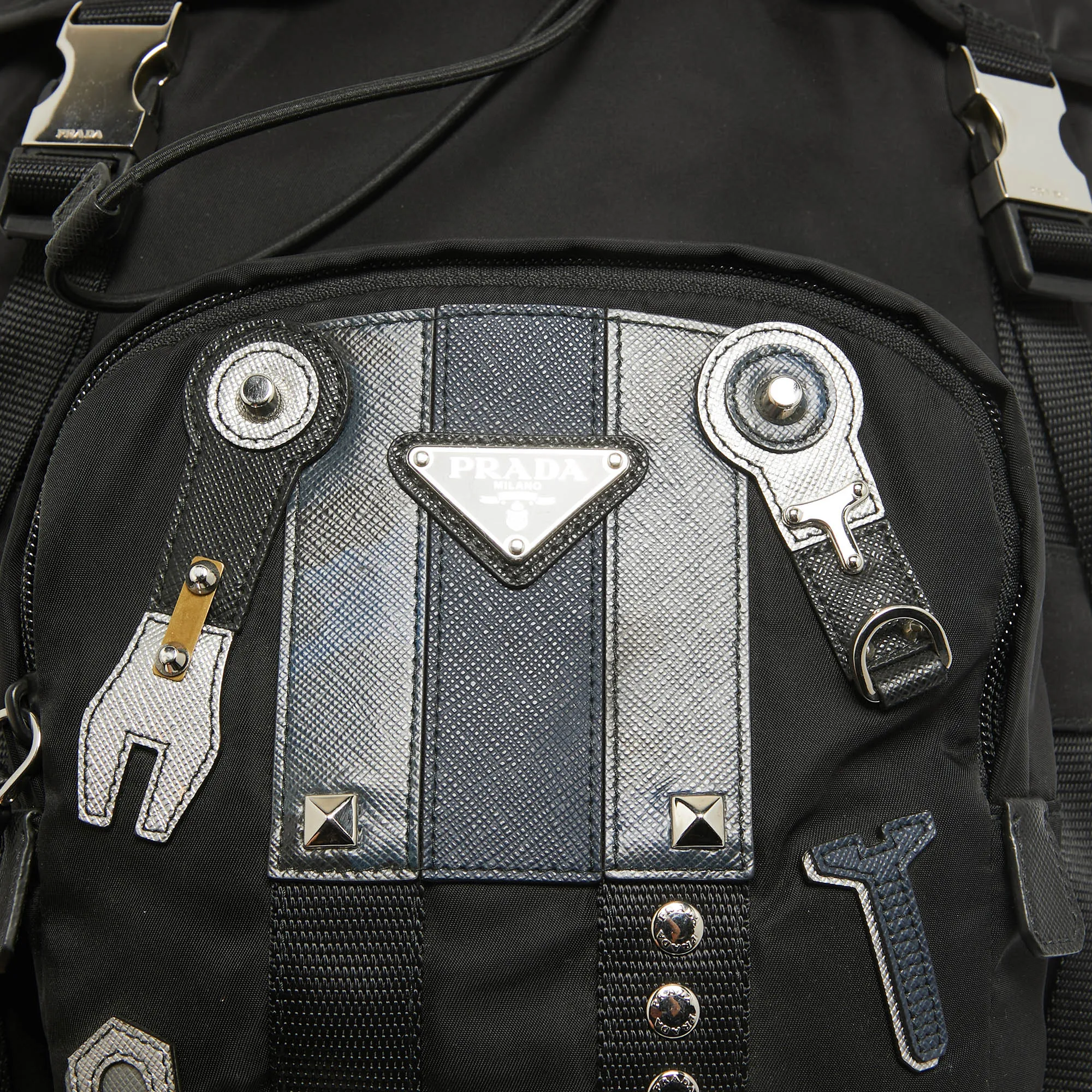 Prada Black Nylon Robot Drawstring Backpack