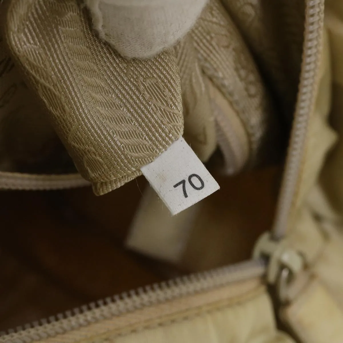 PRADA Hand Bag Nylon Beige  48236