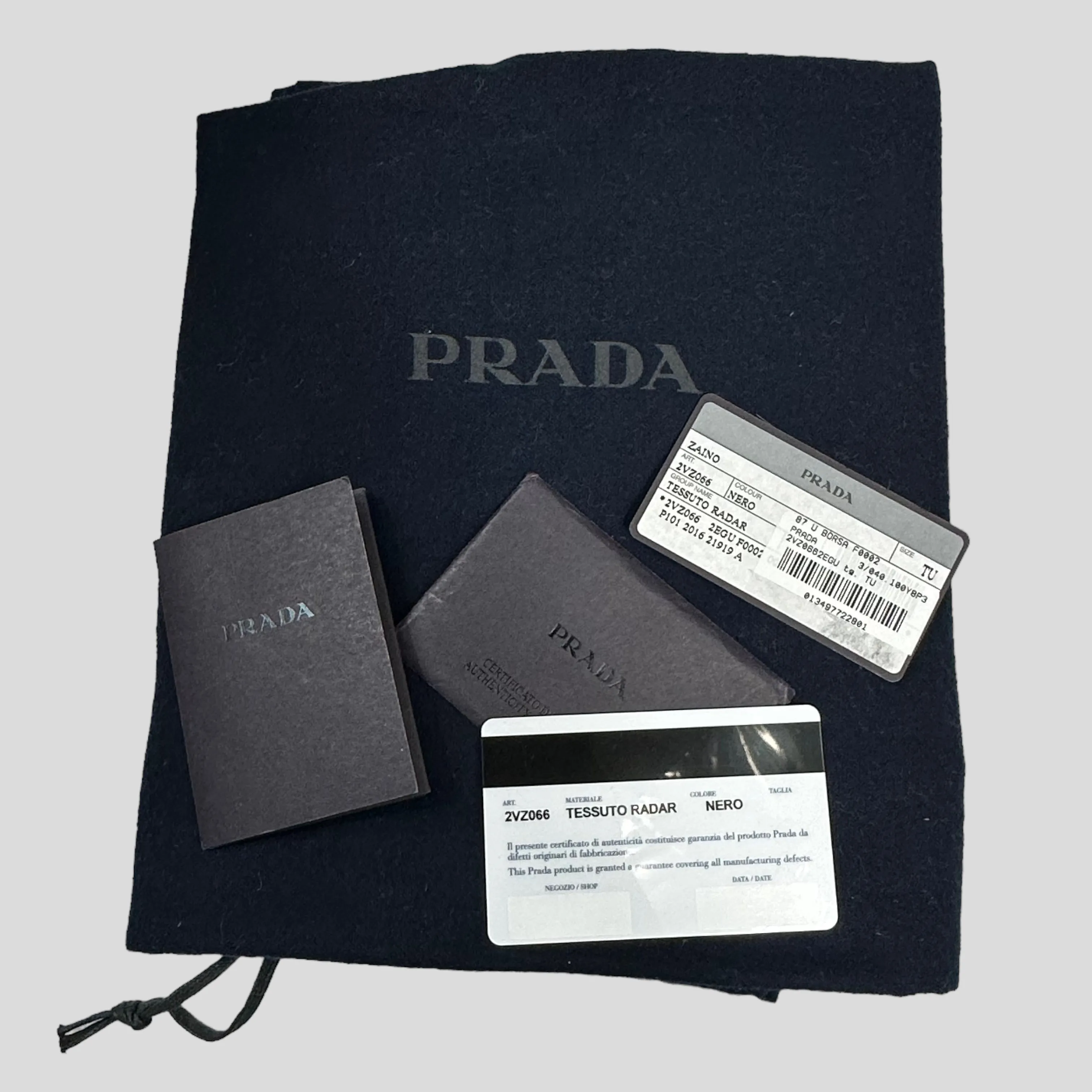 Prada SS17 Radar Nylon Tessuto Backpack   Dustbag & Cards