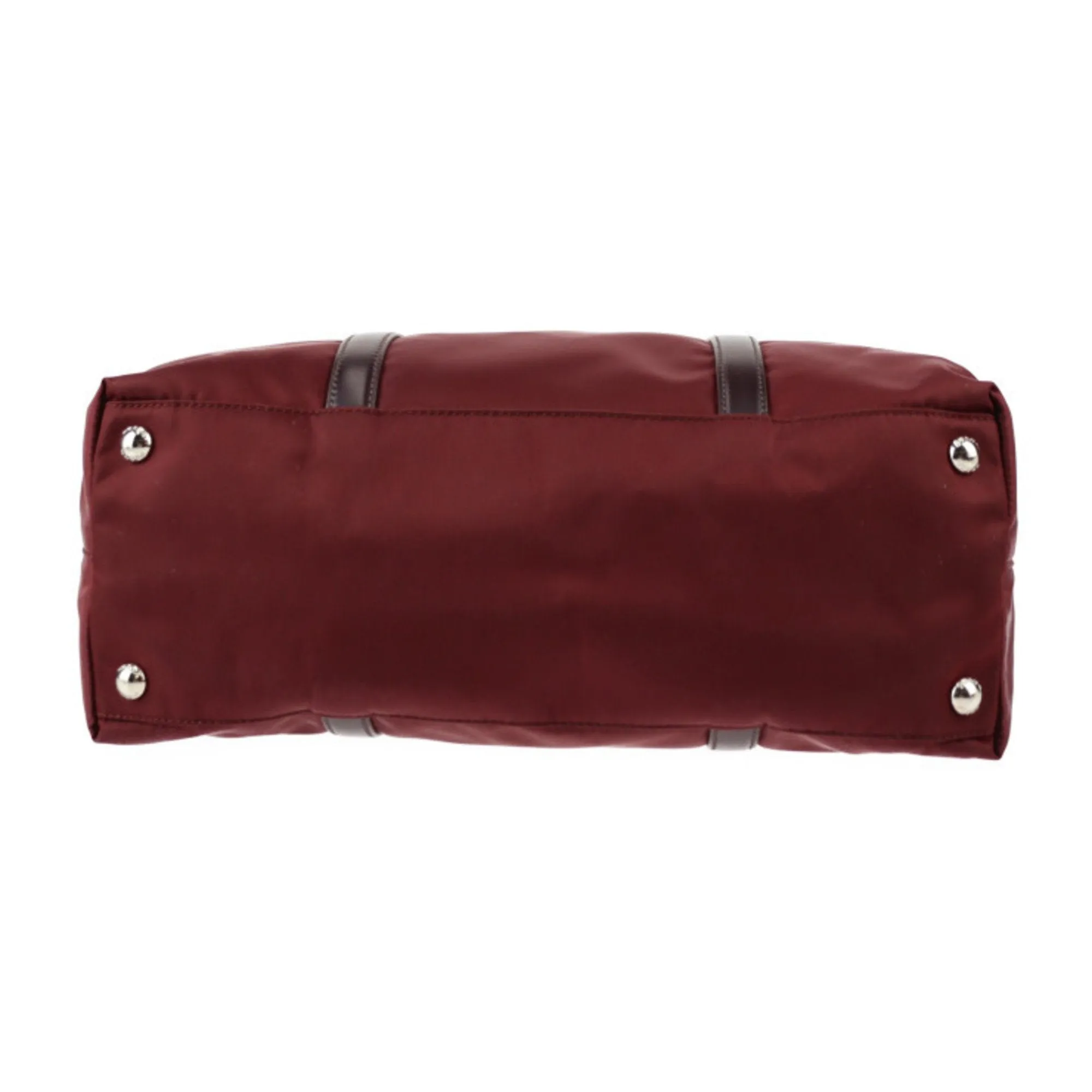 PRADA Tote Bag 1BG057 Nylon Leather GRANATO Garnet Bordeaux 2WAY Shoulder Triangle Logo