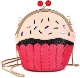 QZUnique Food Shape Cross Body Bag PU Cartoon Purse Ice Cream Sholuder Bag Handbag with Removable Chain