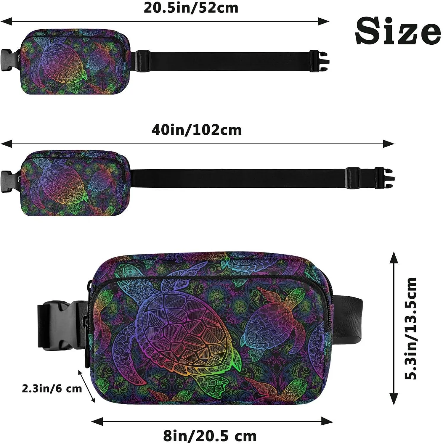 Sea Turtle Belt Bag for Women Fanny Pack Lightweight Waist Bags Waterproof for Travel Walking Running Hiking Cycling