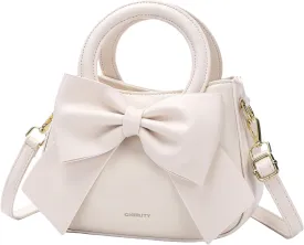 Small Purses for Women Crossbody Bag, Vegan Leather Crossbody Purses and Handbags with Top Carry Handle and Cute Bow Knot