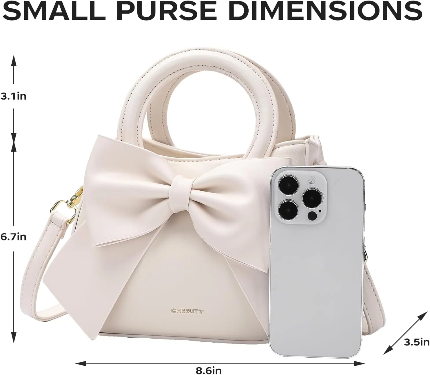 Small Purses for Women Crossbody Bag, Vegan Leather Crossbody Purses and Handbags with Top Carry Handle and Cute Bow Knot