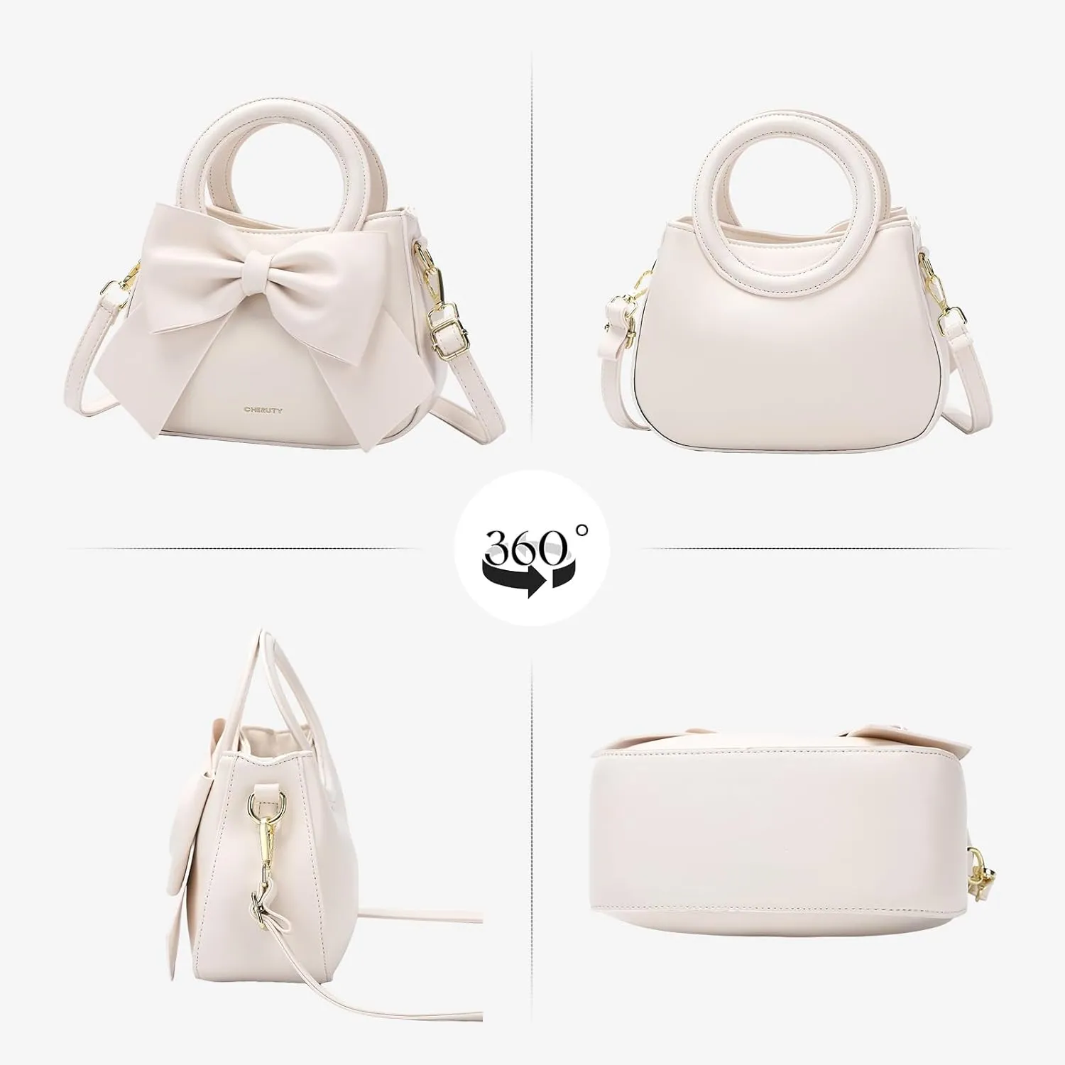 Small Purses for Women Crossbody Bag, Vegan Leather Crossbody Purses and Handbags with Top Carry Handle and Cute Bow Knot