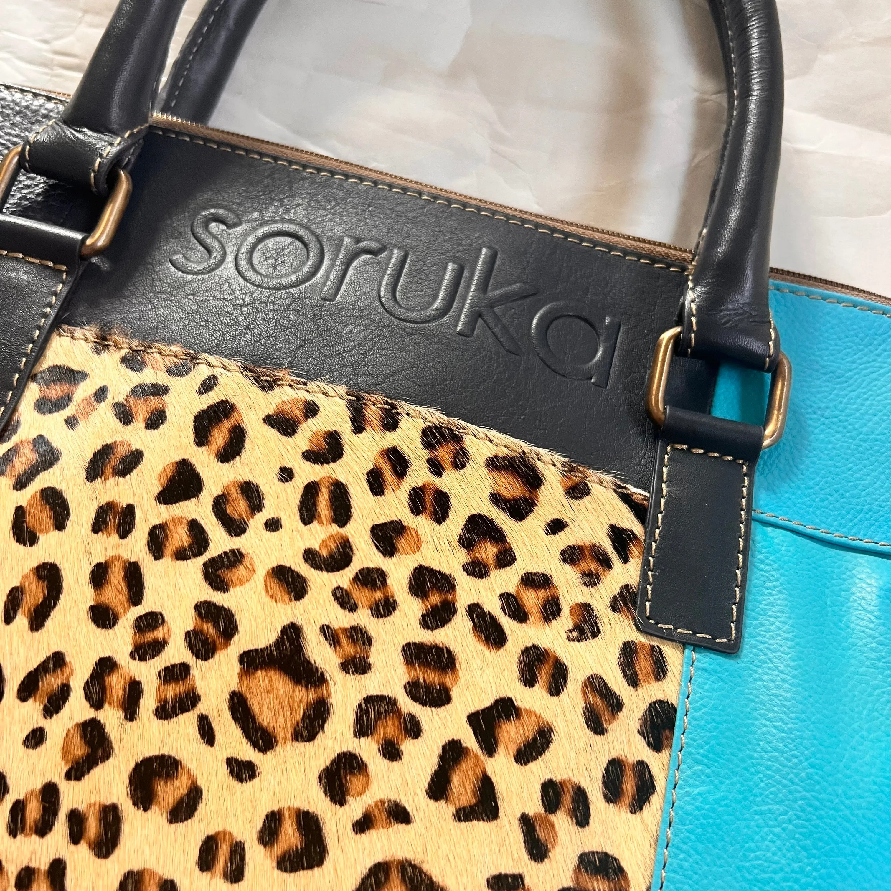 Soruka - Emilia Briefcase, Blues & Cheetah