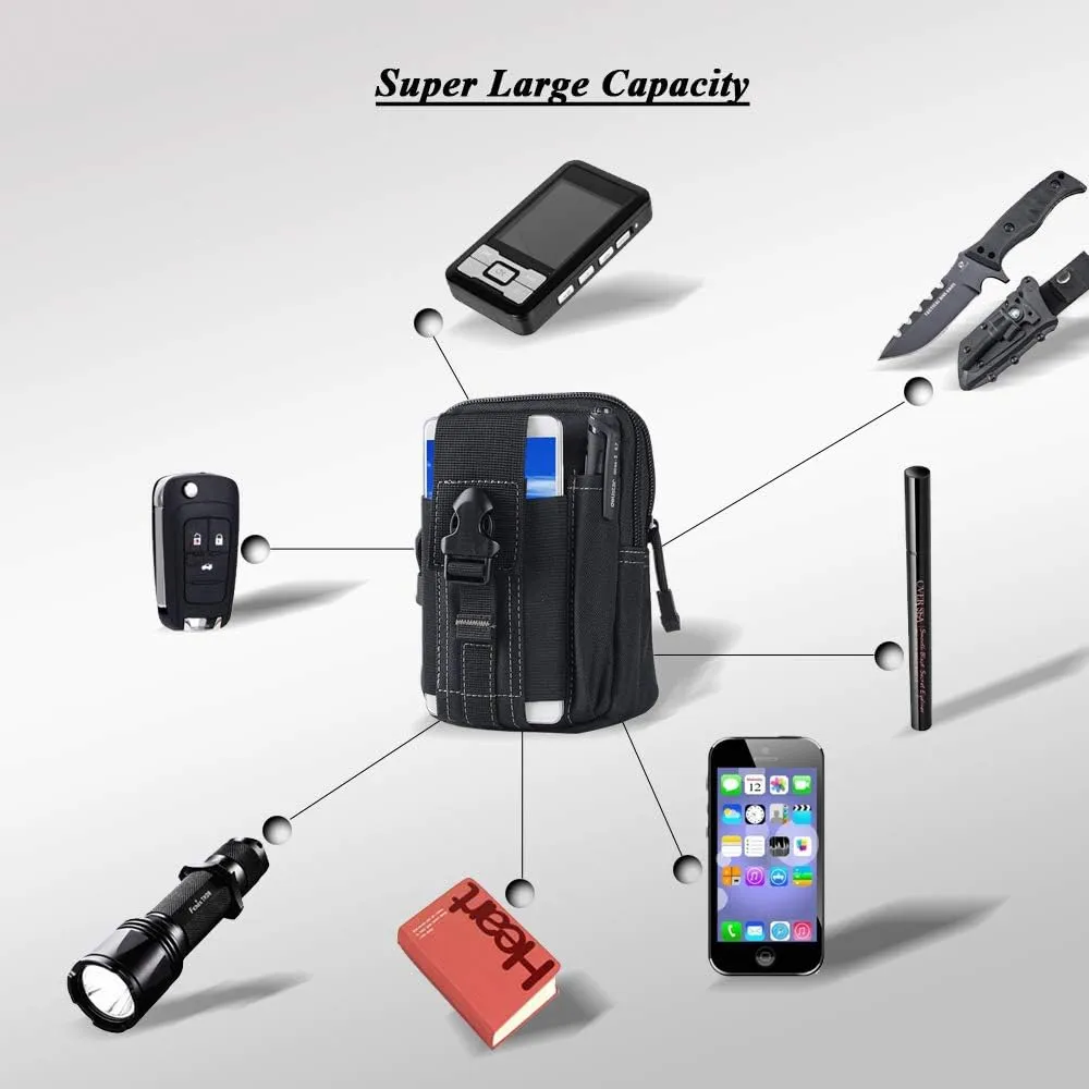 Tactical Waist Belt Bag | Universal Outdoor EDC Military Holster Wallet Pouch Phone Case Gadget Pocket for iPhone X 8 7 6 6s Plus Samsung Galaxy S8 S7 S6 S5 S4 S3 Note 8 5 4 3 2 LG HTC