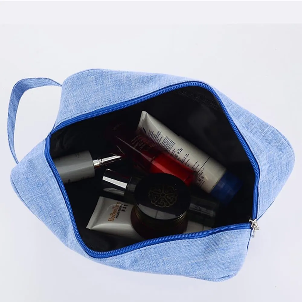Trawila Travel Toiletry Bag for Women and Men, Makeup bag Organizer for Cosmetics Toiletries Brushes Tools, Foldable, Water-resistant,With Divider and Handle (Blue)
