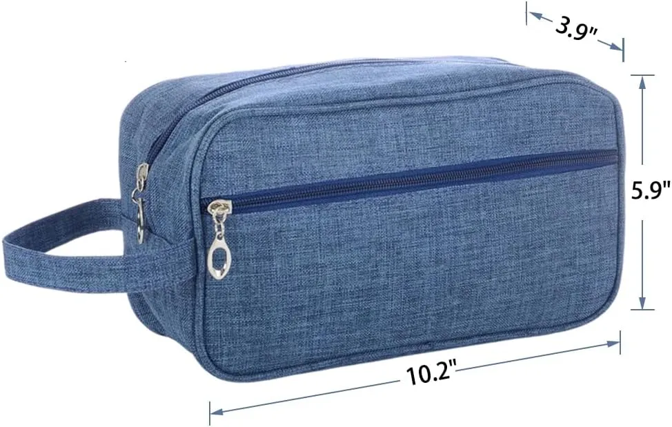 Trawila Travel Toiletry Bag for Women and Men, Makeup bag Organizer for Cosmetics Toiletries Brushes Tools, Foldable, Water-resistant,With Divider and Handle (Dark blue)
