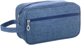 Trawila Travel Toiletry Bag for Women and Men, Makeup bag Organizer for Cosmetics Toiletries Brushes Tools, Foldable, Water-resistant,With Divider and Handle (Dark blue)