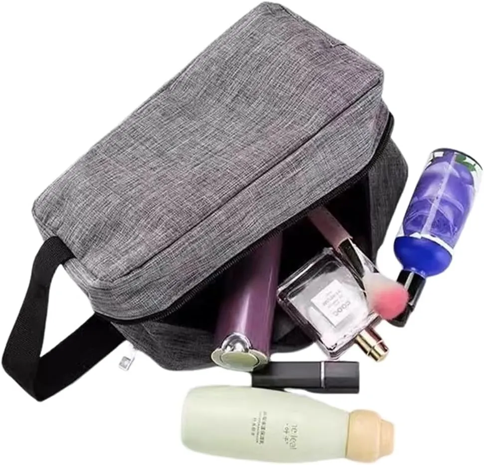 Trawila Travel Toiletry Bag for Women and Men, Makeup bag Organizer for Cosmetics Toiletries Brushes Tools, Foldable, Water-resistant,With Divider and Handle (Dark blue)