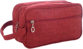 Trawila Travel Toiletry Bag for Women and Men, Makeup bag Organizer for Cosmetics Toiletries Brushes Tools, Foldable, Water-resistant,With Divider and Handle (Red)