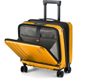 TydeCkare 16" Carry on Luggage with 2 Laptop Compartments, Lightweight Hardshell ABS PC Suitcase with Dual Control TSA Lock, with YKK Zipper, 4 Spinner Silent Wheels, for Business Travel, Orange
