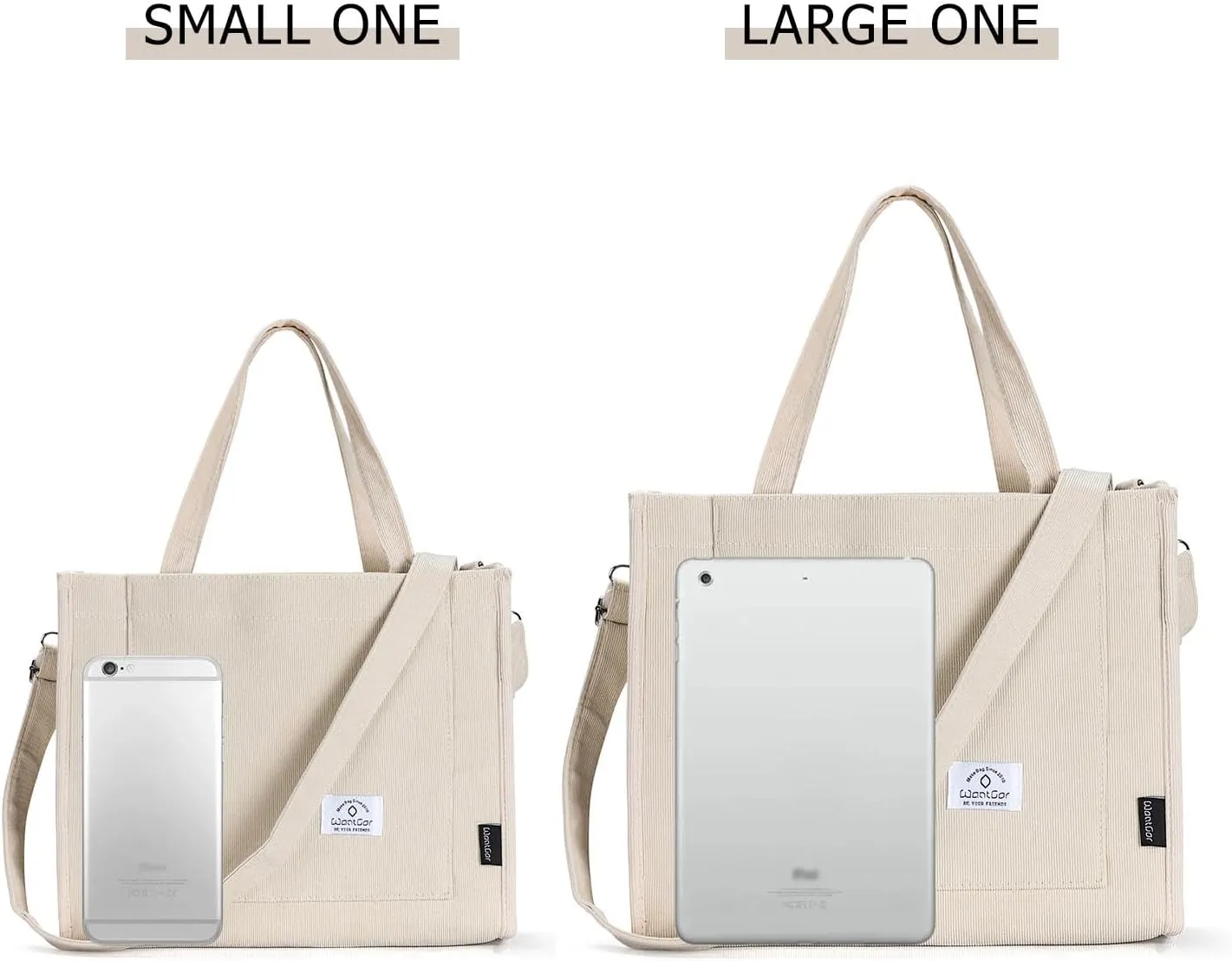 WantGor Tote Bag for Women, Corduroy Crossbody Bags Shoulder Handbag Small Satchel Hobo Bag Purse