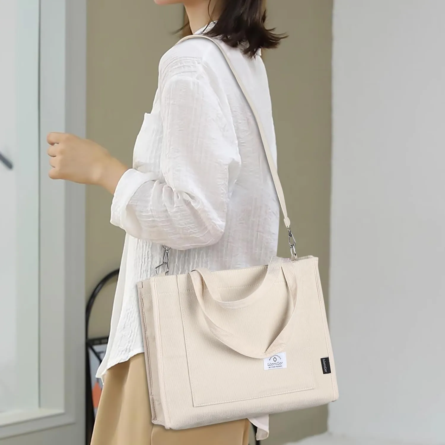 WantGor Tote Bag for Women, Corduroy Crossbody Bags Shoulder Handbag Small Satchel Hobo Bag Purse