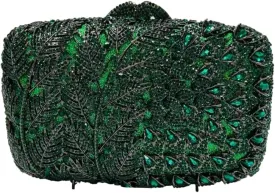 Women Vine Evening Handbag Sparkling Rhinestone Leaf Pattern Clutch Elegant Purse Bag for Party Wedding Banquet