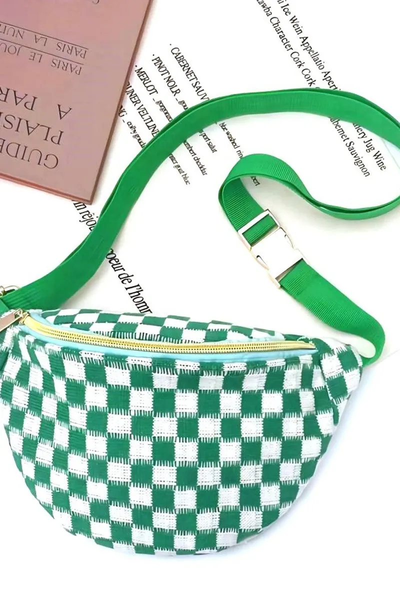 Zenana Sightseeing Green Check Waist Bag